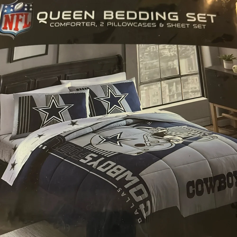 NFL Dallas Cowboys Comforter Set - Blue and White and Stars